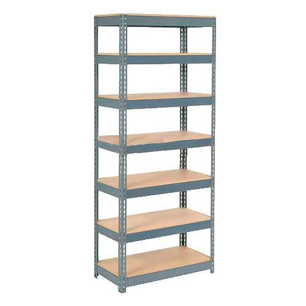 Global Industrial Extra Heavy Duty Shelving 36W x 12D x 96H With 7 Shelves, Wood Deck, Gry B2297385